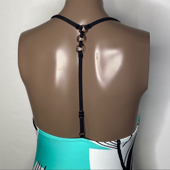 Trina Turk Copacabana High Leg Palm Leaf Swimsuit - Picture 3 of 3